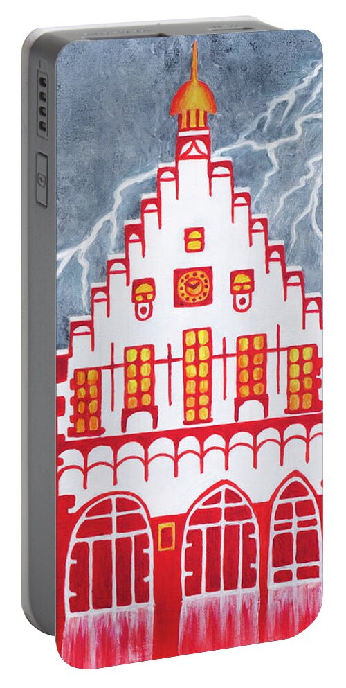 Frankfurt Portable Battery Charger featuring the painting When Thunder Reigns by Iryna Goodall