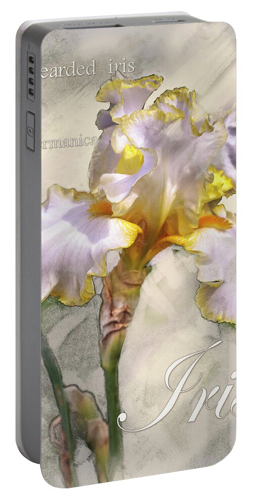 Spring Portable Battery Charger featuring the digital art White and Yellow Iris Graphic by Mark Mille