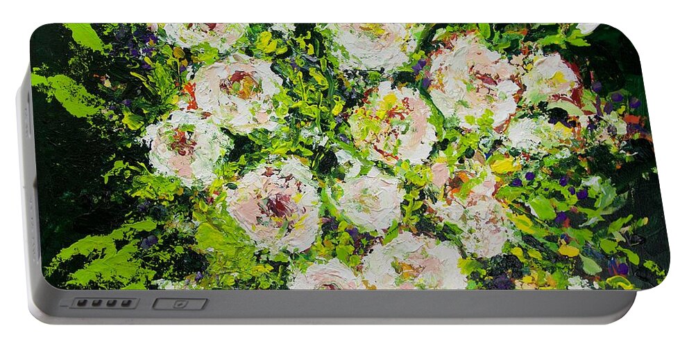 Flower Portable Battery Charger featuring the painting White Beauties by Allan P Friedlander