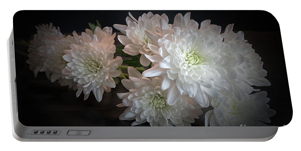 Chrysanthemums Portable Battery Charger featuring the photograph White Chrysanthemums by Lynn Bolt