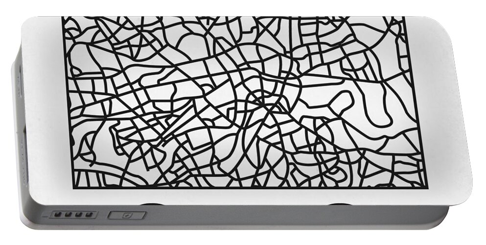 London Portable Battery Charger featuring the digital art White Map of London by Naxart Studio