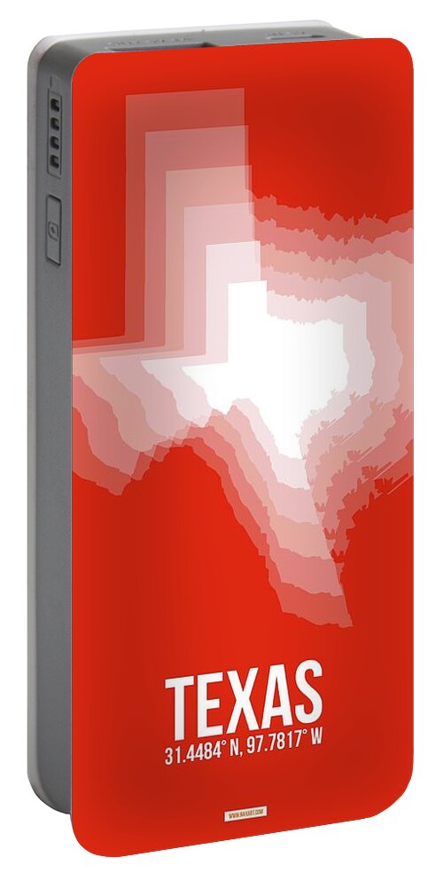 Texas Portable Battery Charger featuring the photograph White Map of Texas by Naxart Studio
