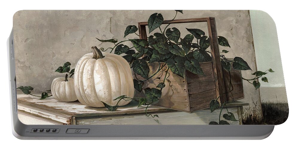 Michael Humphries Portable Battery Charger featuring the painting White Pumpkins by Michael Humphries