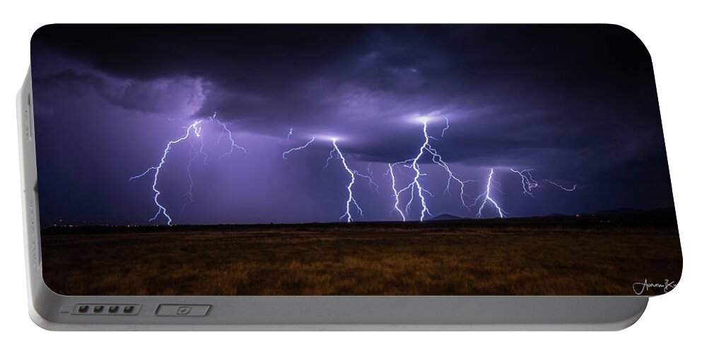 Lightning Portable Battery Charger featuring the photograph Wicked Sky by Aaron Burrows