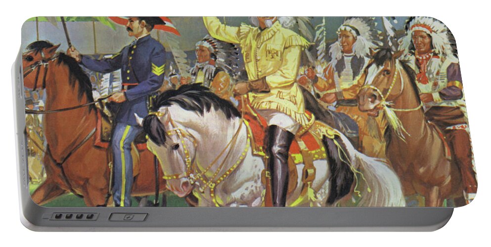 History; America; Historical; Europe; Circus; Show; Wild West; Cowboy; Buffalo Bill; American Native Indians; William Cody; Red Indians; Trips; Horsemanship Portable Battery Charger featuring the painting William Cody, Buffalo Bill by Angus McBride