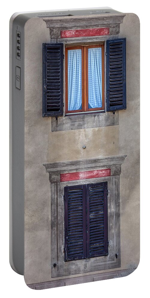 Window Portable Battery Charger featuring the photograph Windows of Montalcino by David Letts