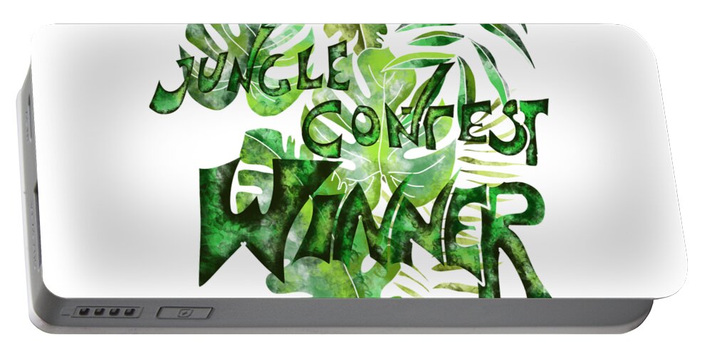 Winner Portable Battery Charger featuring the painting Winner of the jungle competition by Patricia Piotrak
