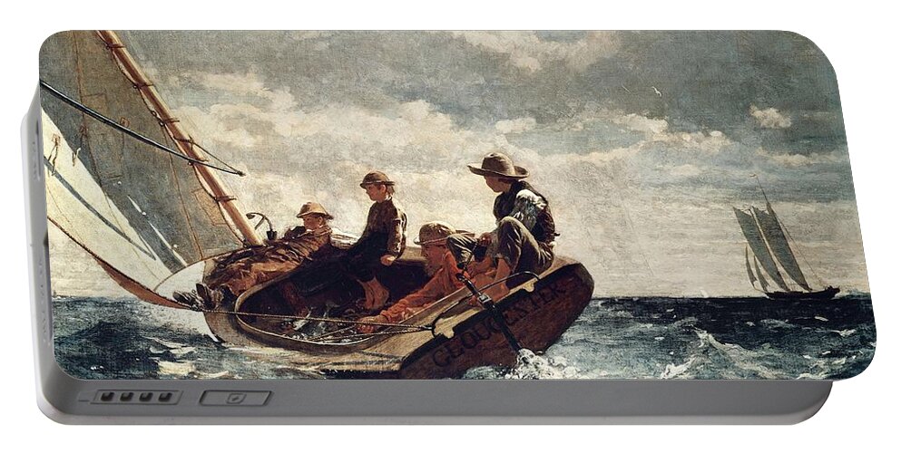 Painting Portable Battery Charger featuring the painting Winslow Homer Breezing Up -A Fair Wind-. Date/Period 1873 - 1876. Painting. by Winslow Homer