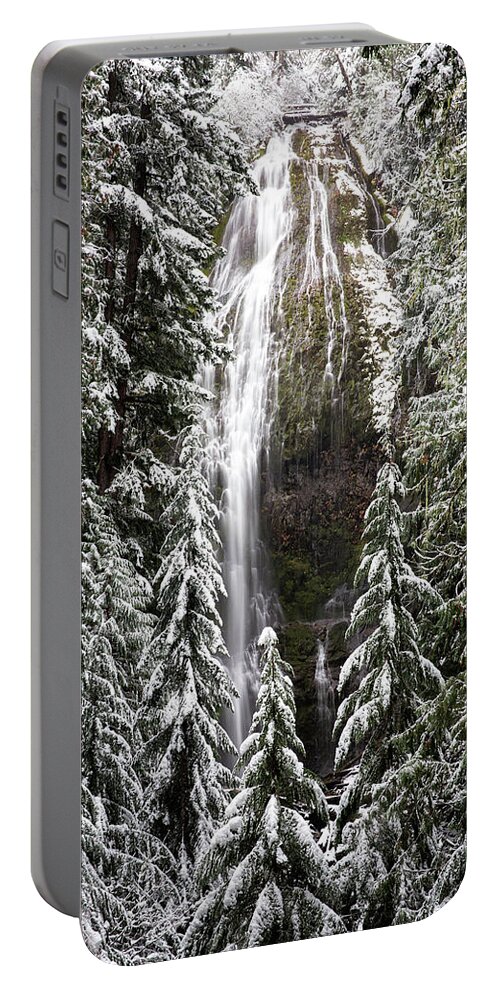 Falls Portable Battery Charger featuring the photograph Winter at Proxy Falls by Alex Mironyuk