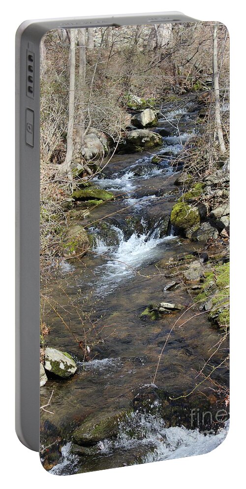 Winter Ice Melting In Poconos Portable Battery Charger featuring the photograph Winter Ice Melting in Poconos by Barbra Telfer