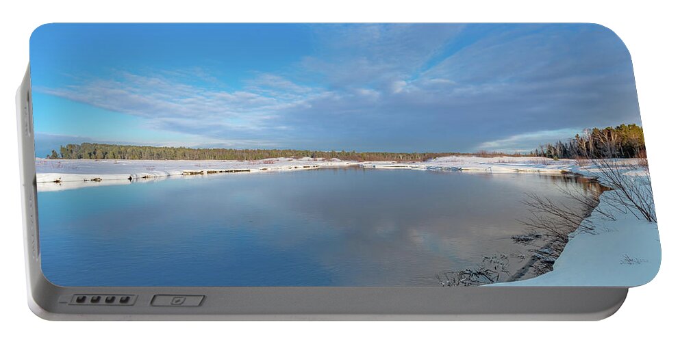 Grand Marais Mi Portable Battery Charger featuring the photograph Winter on the Sucker River by Gary McCormick