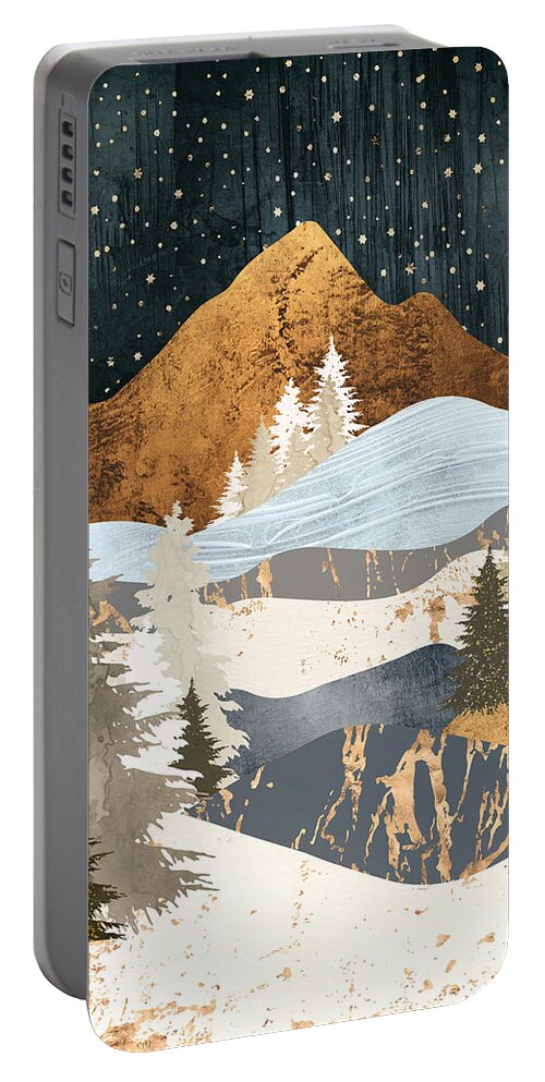 Digital Portable Battery Charger featuring the digital art Winter Stars by Spacefrog Designs