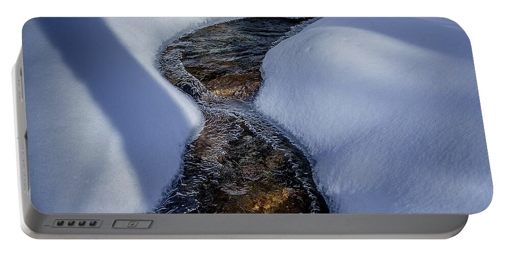 New Hampshire Portable Battery Charger featuring the photograph Winter Stream. by Jeff Sinon