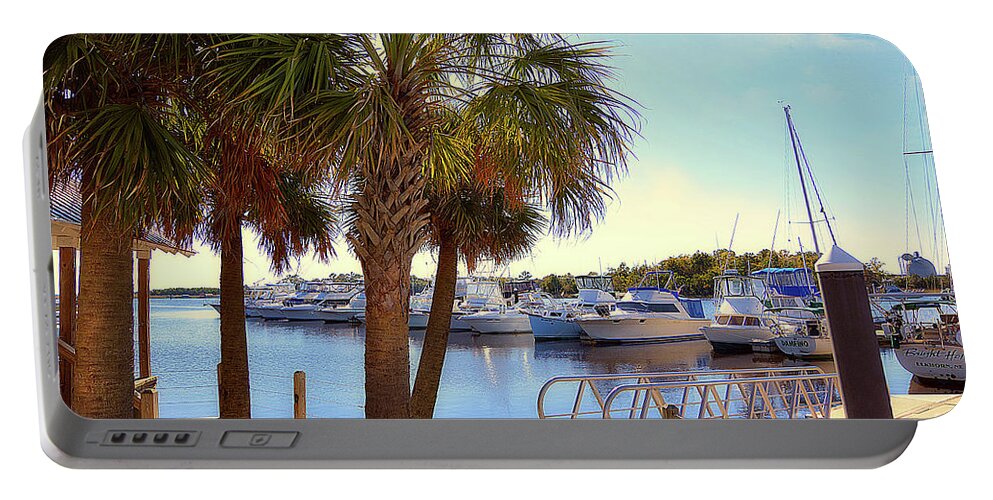 Nautical Portable Battery Charger featuring the photograph Winyah Bay Marina by Kathy Baccari