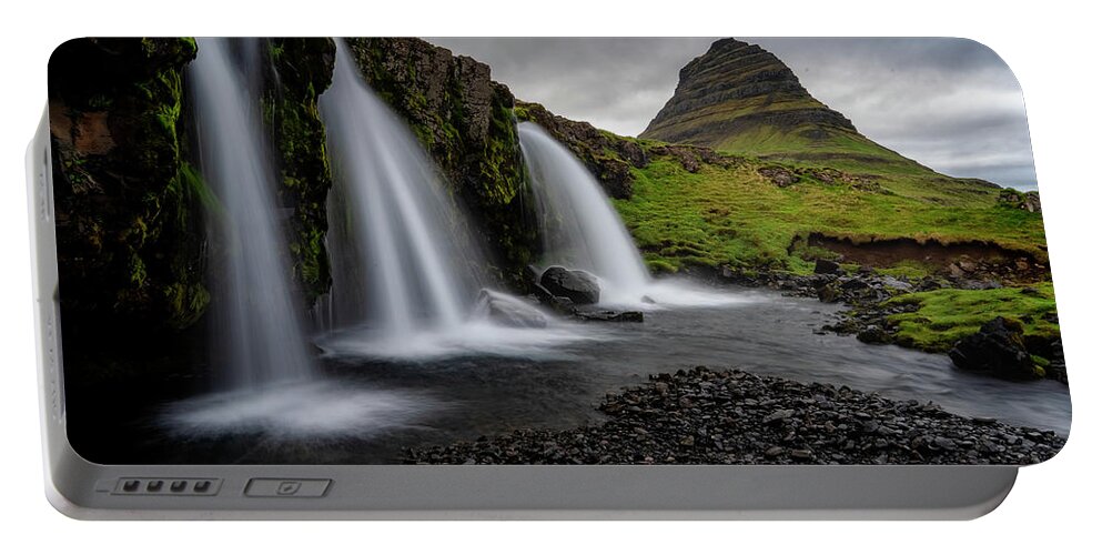 Iceland Portable Battery Charger featuring the photograph Witches Hat Falls II by Tom Singleton