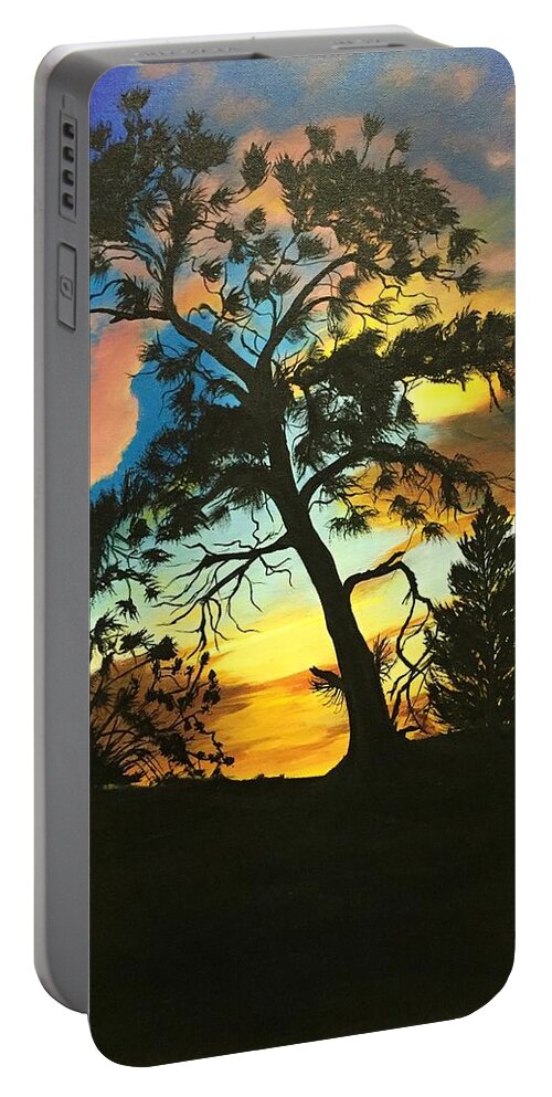 Silhouette Portable Battery Charger featuring the painting With Darkness there is Beauty by Sharon Duguay
