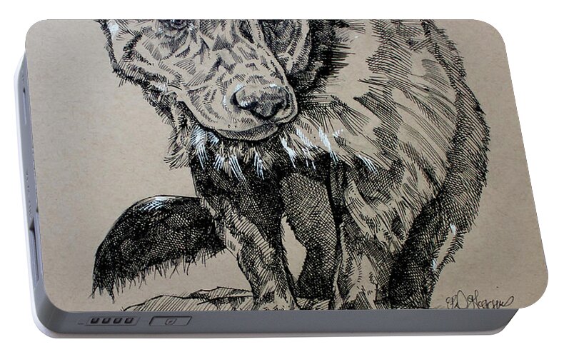 Wolverine Portable Battery Charger featuring the drawing Wolverine by Derrick Higgins