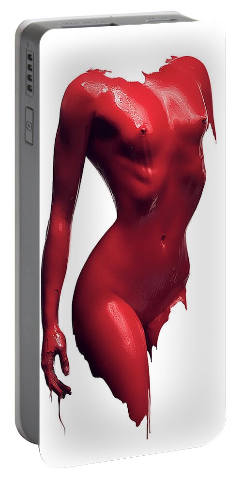 Woman Portable Battery Charger featuring the photograph Woman body red paint by Johan Swanepoel