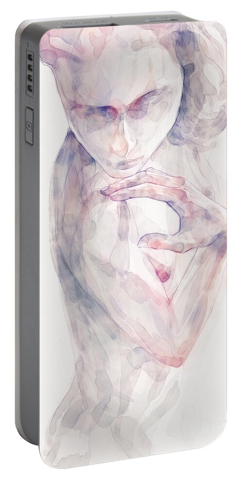 Watercolor Portable Battery Charger featuring the painting Woman hand portrait by Dimitar Hristov