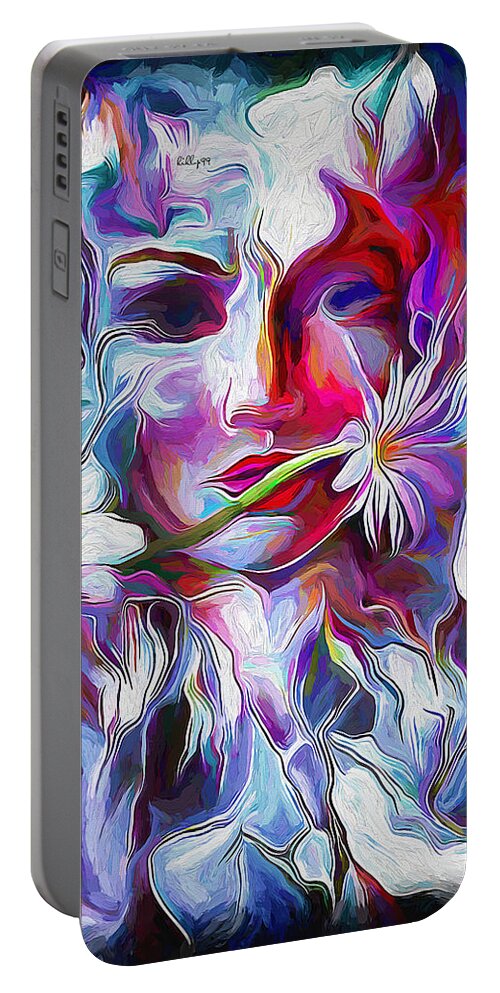 Paint Portable Battery Charger featuring the painting Woman impressum by Nenad Vasic