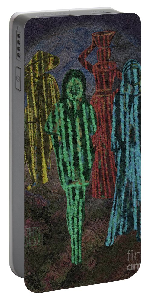 Earth Portable Battery Charger featuring the painting Woman of the World by Horst Rosenberger