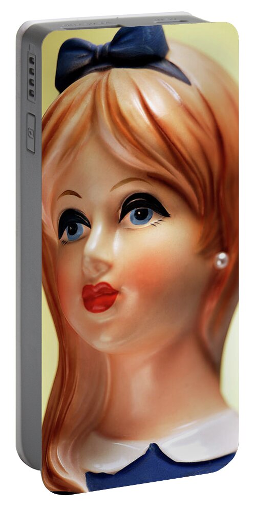 Adult Portable Battery Charger featuring the drawing Woman With Bow in Her Hair by CSA Images