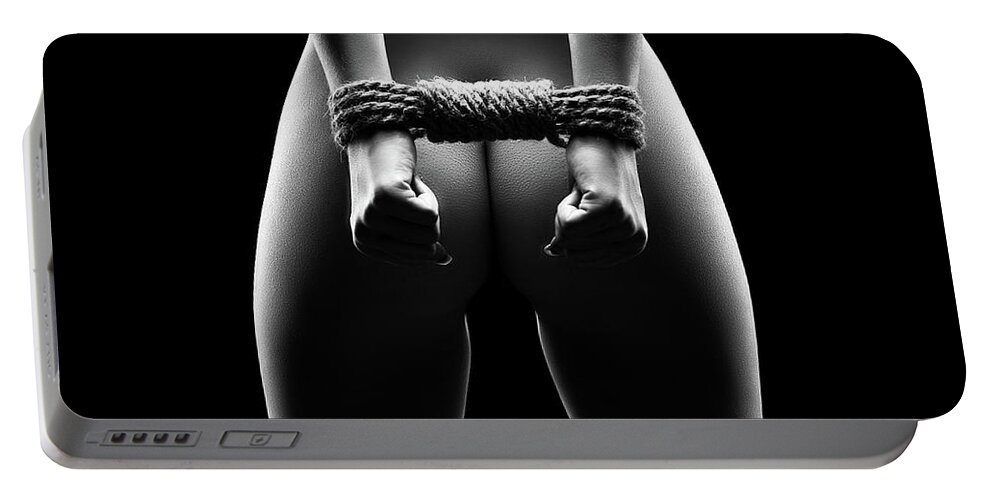 Woman Portable Battery Charger featuring the photograph Woman's hands in bondage by Johan Swanepoel