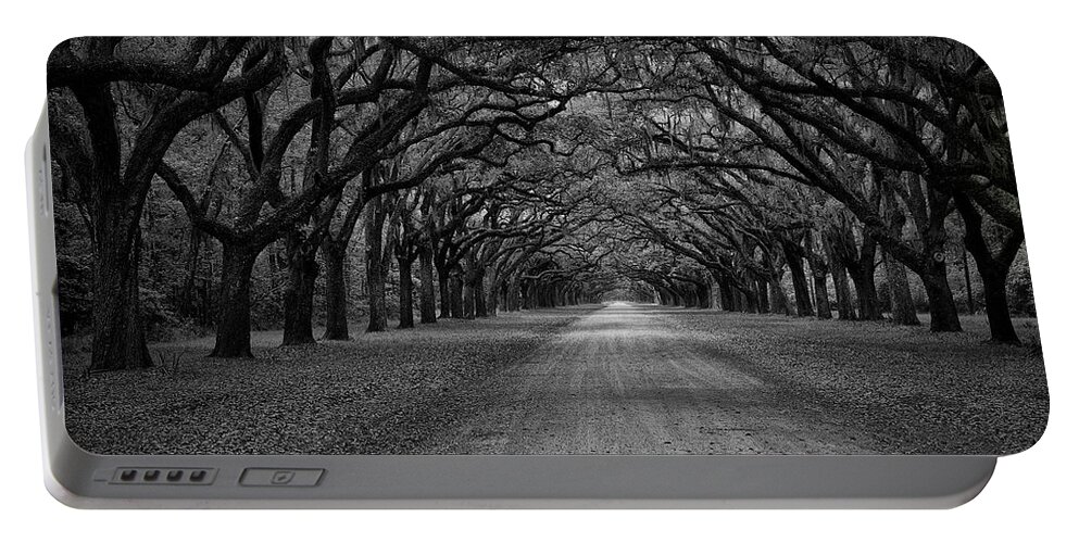 Forest Portable Battery Charger featuring the photograph Wormsloe Plantation Trees by Jon Glaser