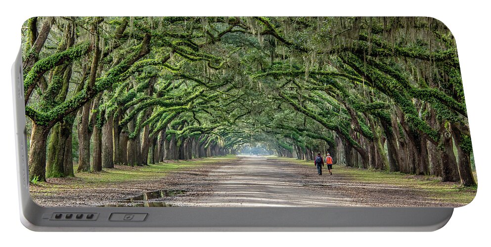 Savannah Portable Battery Charger featuring the photograph Wormsloe Wandering by Douglas Wielfaert