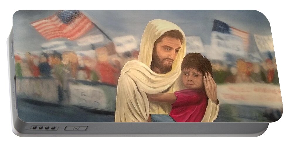 Jesus Portable Battery Charger featuring the painting wwJd by Kevin Daly