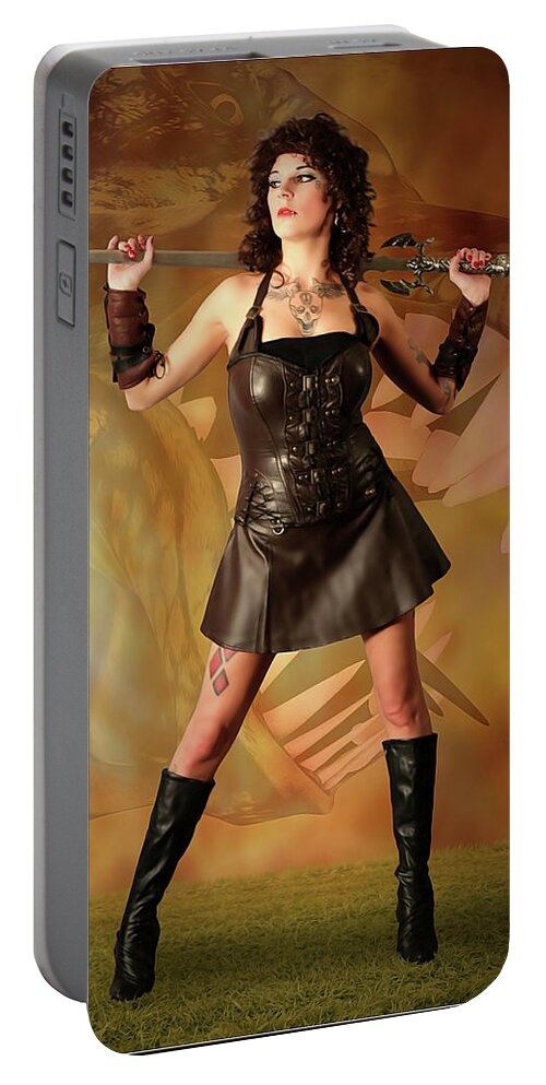 Xena Portable Battery Charger featuring the photograph Xena And The Dragon by Jon Volden