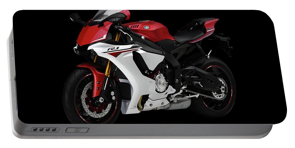 Yamaha Portable Battery Charger featuring the mixed media Yamaha YZF-R1 by Smart Aviation