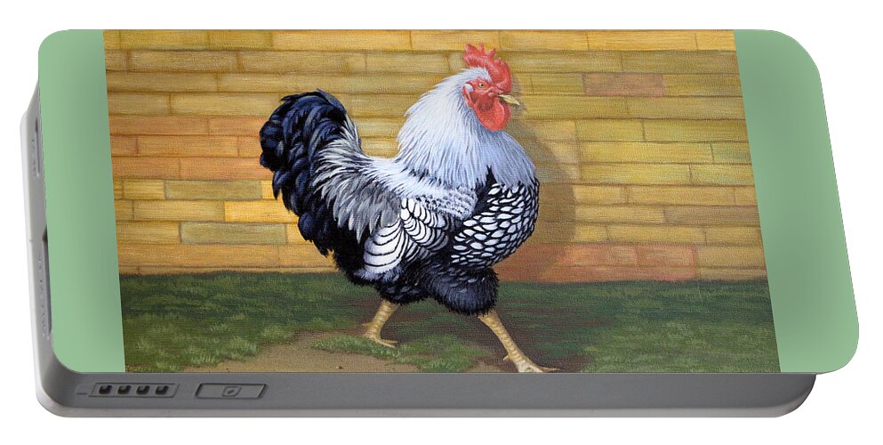 Rooster Portable Battery Charger featuring the painting Yard Duty by Adrienne Dye