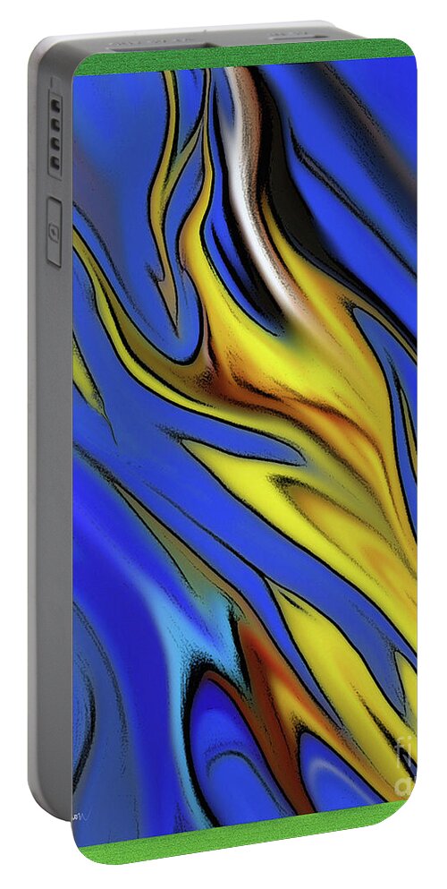 Color Portable Battery Charger featuring the digital art Yellow And Blue by Leo Symon