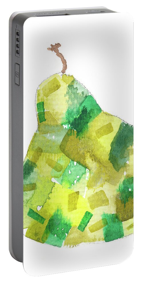 Pear Portable Battery Charger featuring the painting Yellow Pear by Marty Klar