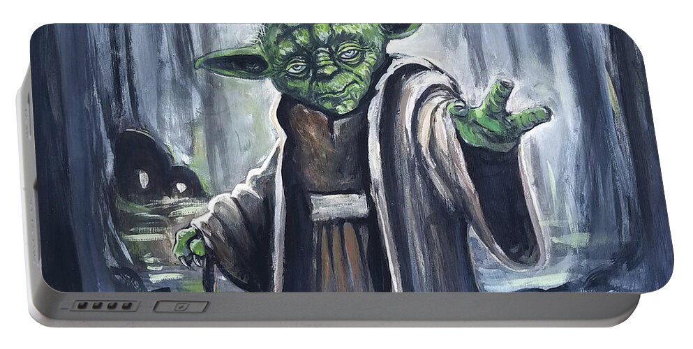 Dagobah Yoda Star Wars Portable Battery Charger featuring the painting Yoda on Dagaboh by Tom Carlton