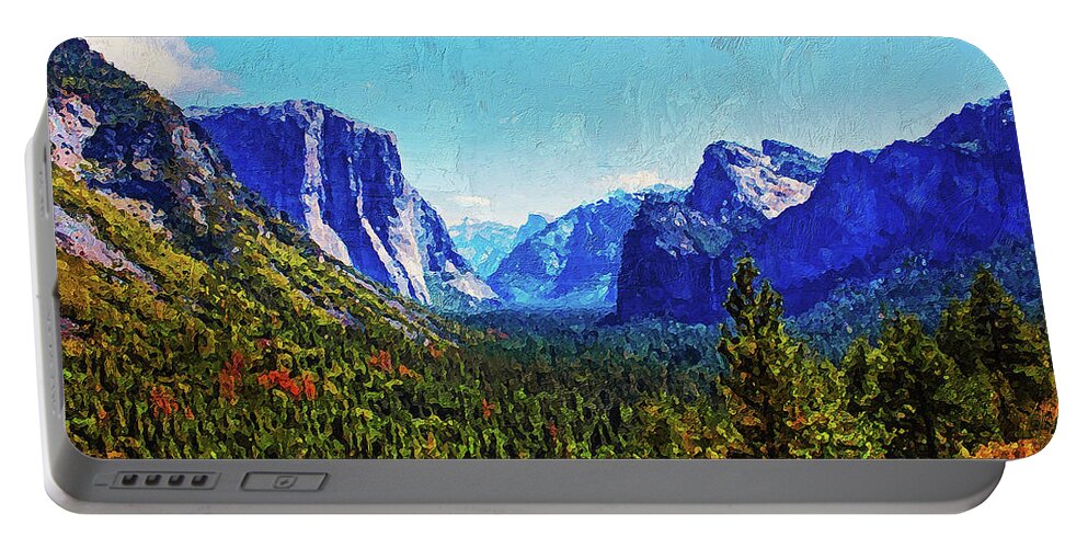 Autumn Portable Battery Charger featuring the painting Yosemite National Park - 01 by AM FineArtPrints
