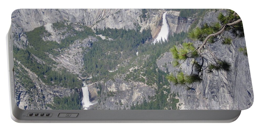 Yosemite Portable Battery Charger featuring the photograph Yosemite National Park Glacier Point of View Verna Falls Nevada Falls by John Shiron
