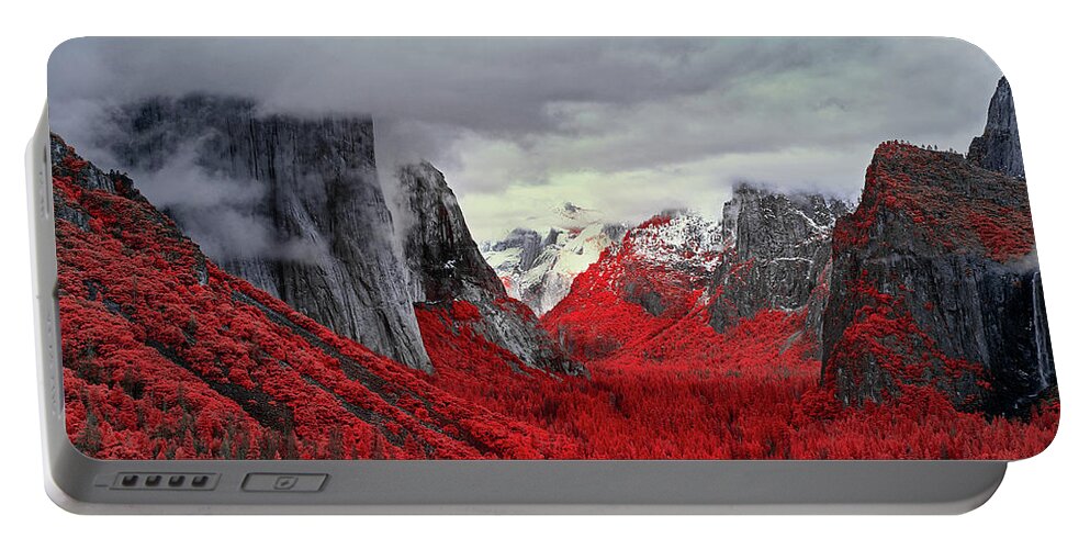 Yosemite Portable Battery Charger featuring the photograph Yosemite Valley in Red by Jon Glaser