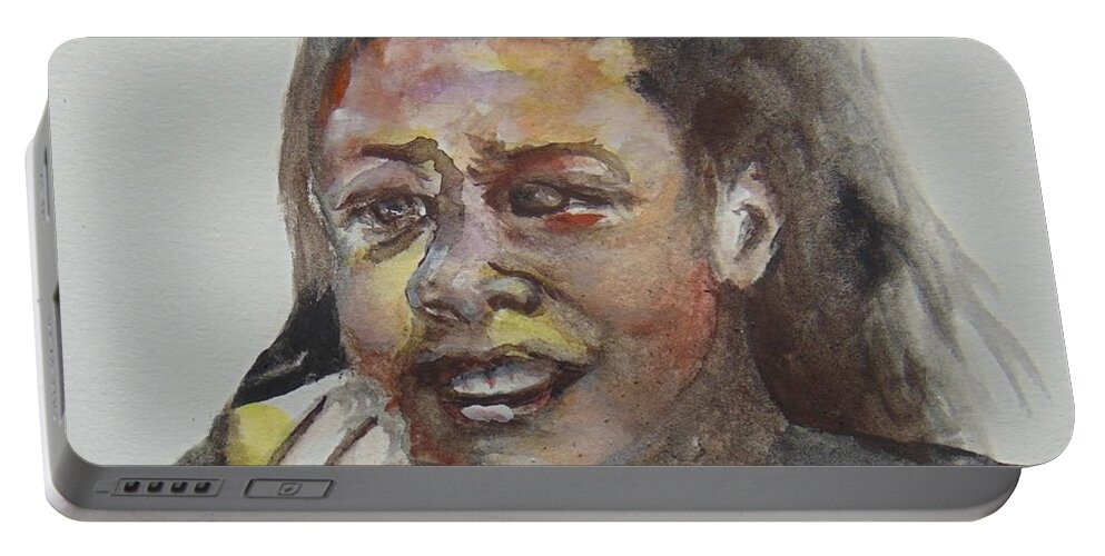 Maya Angelou Portable Battery Charger featuring the painting Young Maya by Saundra Johnson
