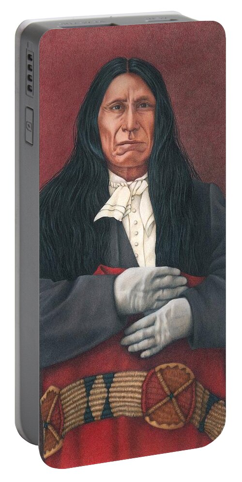 Native American Portrait. American Indian Portrait. Red Cloud. Portable Battery Charger featuring the painting Young Red Cloud by Valerie Evans