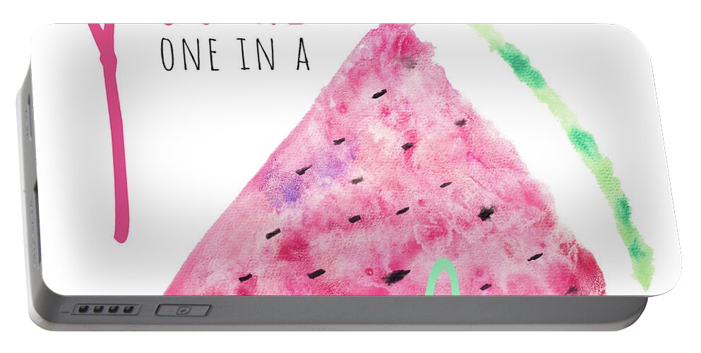 Watermelon Portable Battery Charger featuring the painting You're One In A Melon by Sundance B
