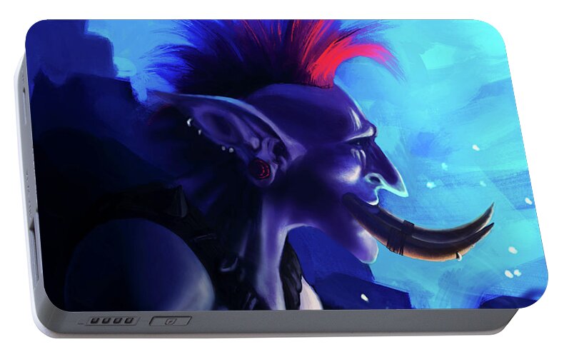 Troll Portable Battery Charger featuring the digital art Zappy Boi by Sami Matilainen