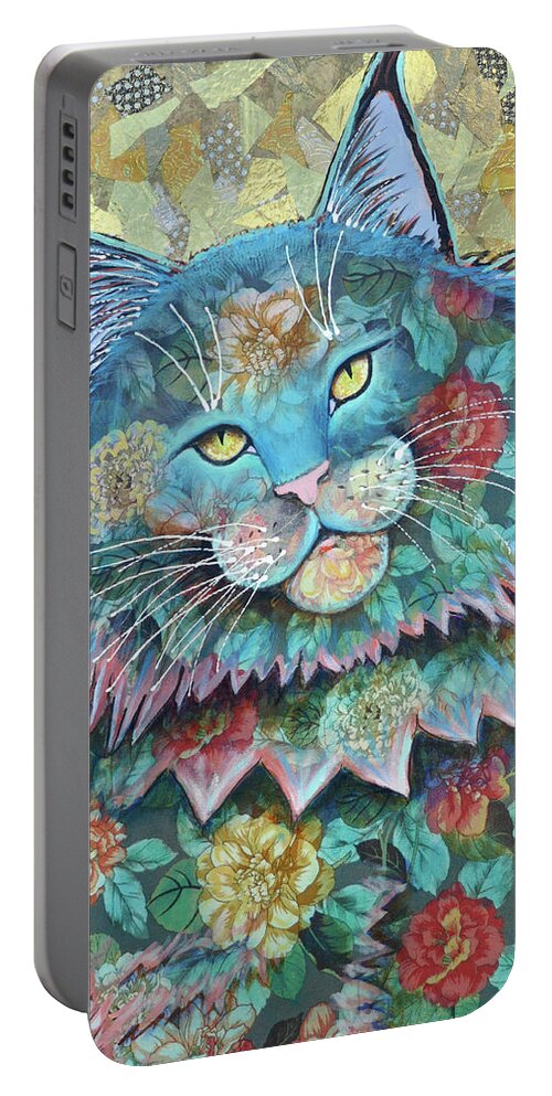 Maine Coon Portable Battery Charger featuring the painting Zelda by Ande Hall