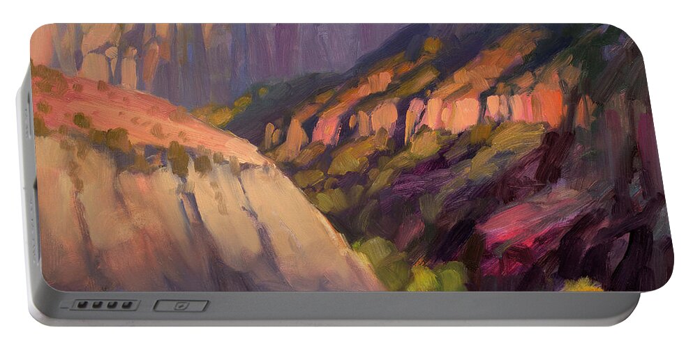 Zion Portable Battery Charger featuring the painting Zion's West Canyon by Steve Henderson