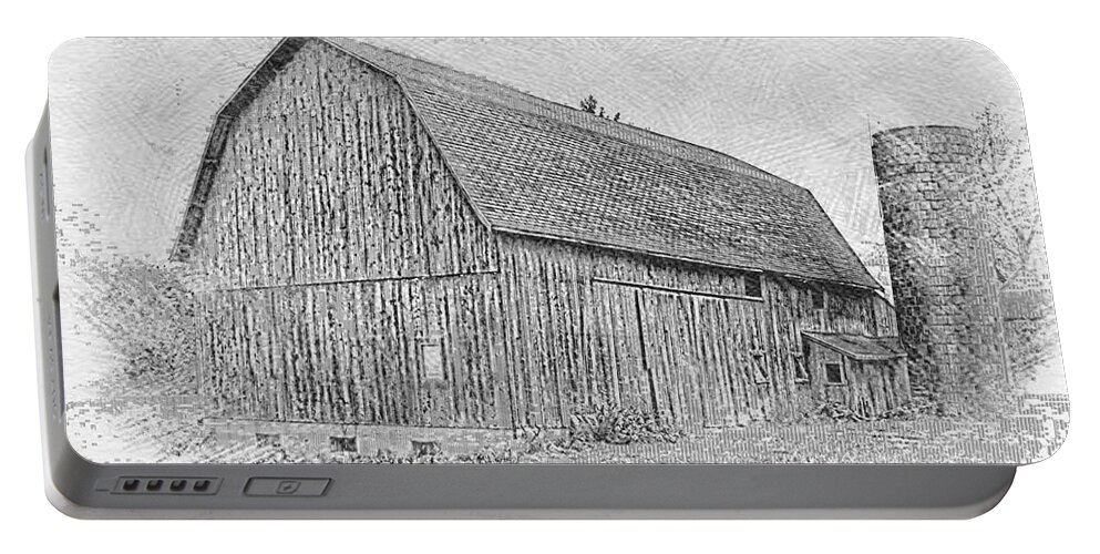 Barn Portable Battery Charger featuring the photograph 0003 - Baldwin Road Red I by Sheryl L Sutter