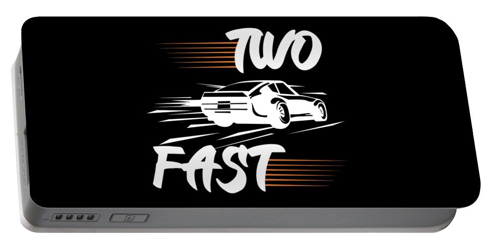 124 Portable Battery Charger featuring the digital art 2nd Birthday, Racing Birthday Boy Shirt, Birthday Outfit, Two Fast, Race Car Birthday Shirt, kids #1 by Mounir Khalfouf