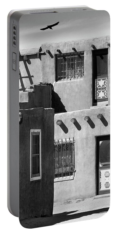 Acoma Pueblo Portable Battery Charger featuring the photograph Acoma Pueblo Adobe Homes B W by Mike McGlothlen