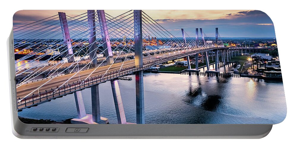 Goethals Portable Battery Charger featuring the photograph Aerial view of the New Goethals Bridge #1 by Mihai Andritoiu