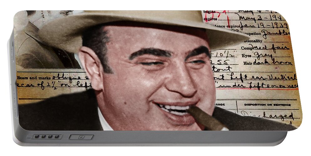 Wingsdomain Portable Battery Charger featuring the photograph Al Capone Department of Justice Bureau of Investigation Criminal History Record 20200213 v2 #1 by Wingsdomain Art and Photography